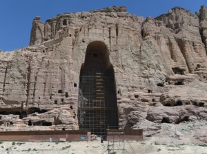 A giant Buddha statue stood for 1,500 years in this cliffside niche in Bamiyan, Afghanistan. The Taliban blew the statue up, along with a companion Buddha figure, in 2001. There is debate over how and whether to restore the Buddhas. Shah Marai/AFP/Getty Images
