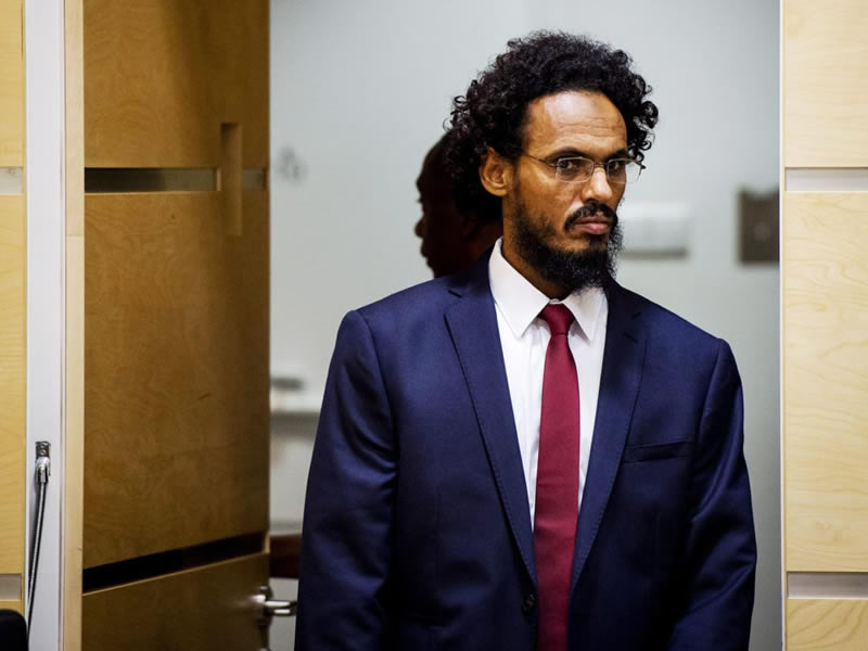 Alleged Al-Qaeda-linked Islamist leader Ahmad Faqi Al Mahdi arrives in the courtroom of the International Criminal Court (ICC) on September 30, 2015, in The Hague. Ahmad Al Faqi Al Mahdi was transferred to the ICC on September 26 following an arrest warrant issued by the Court on September 18 facing charges of ordering the destruction of monuments in Mali's fabled city of Timbuktu. AFP PHOTO / ANP POOL / ROBIN VAN LONKHUIJSEM ==NETHERLANDS OUT== (Photo credit should read ROBIN VAN LONKHUIJSEN/AFP/Getty Images)