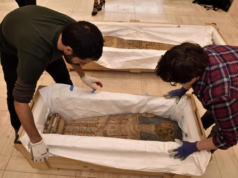 Egyptians artifacts that had been captured in U.S. Customs in 2013, all estimated to be Late Period. Photo by Ken Garrett/National Geographic