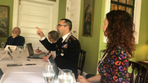 Col. de Magistris and Tess Davis at the roundtable discussion